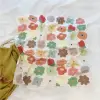 A playful flower lady with a white silk scarf and a small square scarf, full of childlike fun details Picture